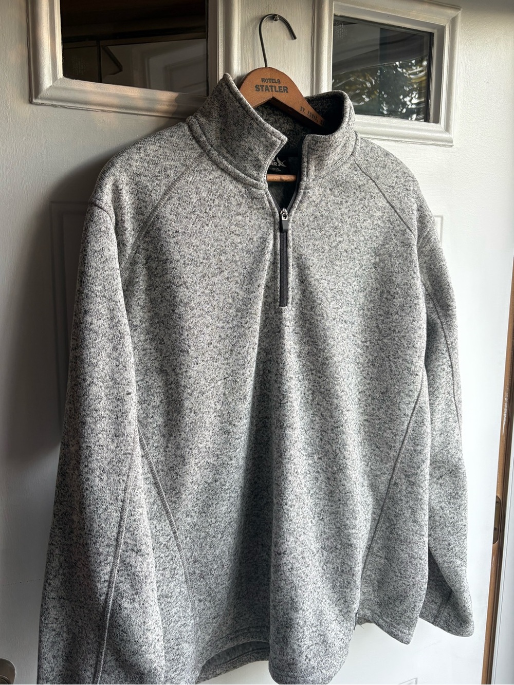Eddie Bauer Men’s XL Heather Gray 1/4 Zip Mock Neck Fleece Pullover Sweater - Picture 5 of 6